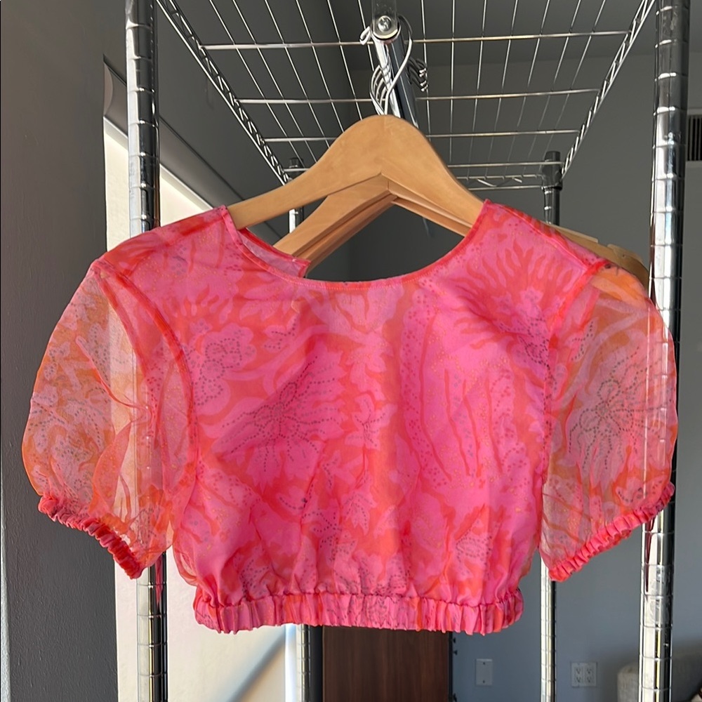 Staid Sheer Pink and Orange crop Top